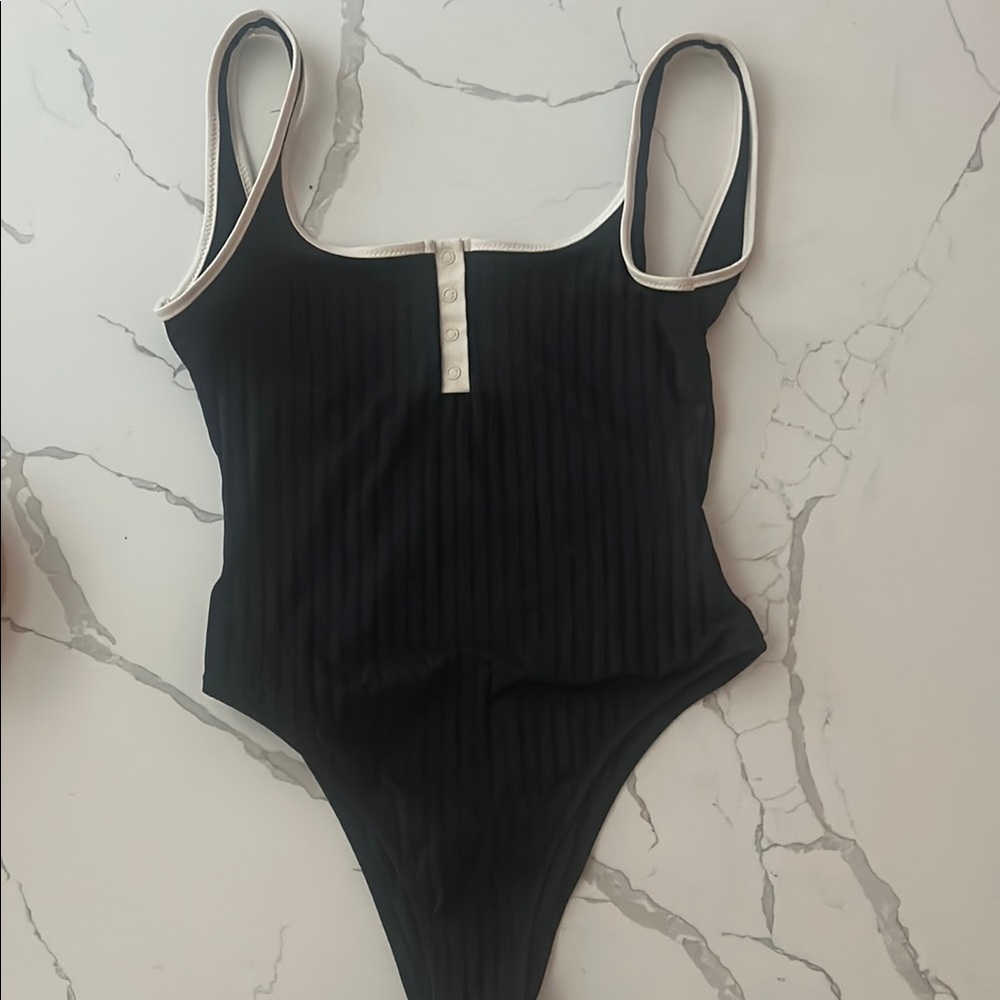 Black One Piece Swimsuit With Adorable Low Back Detail